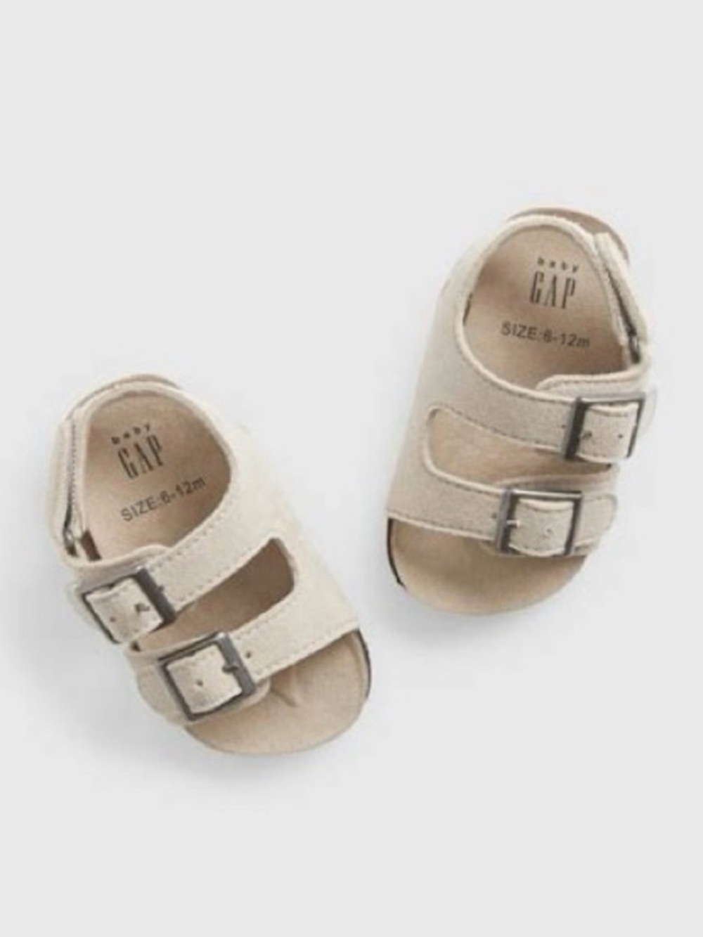Infant Double-Buckle Sandals in Light Beige